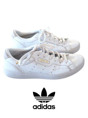 Adidas Originals Super Sleek Leather sneakers in white/gold Sz. 9.5 Low Top